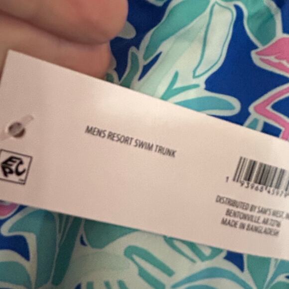 MEMBER'S MARK NWT $30 Men's Resort Swim Trunks Flamingo Size L - Picture 7 of 7